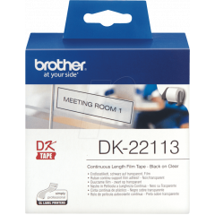 Brother DK-22113 - Transparent Clear Continuous Permanently Adhesive Tape Film - 62 mm x 15.24 Meters Roll - Original Brother pack